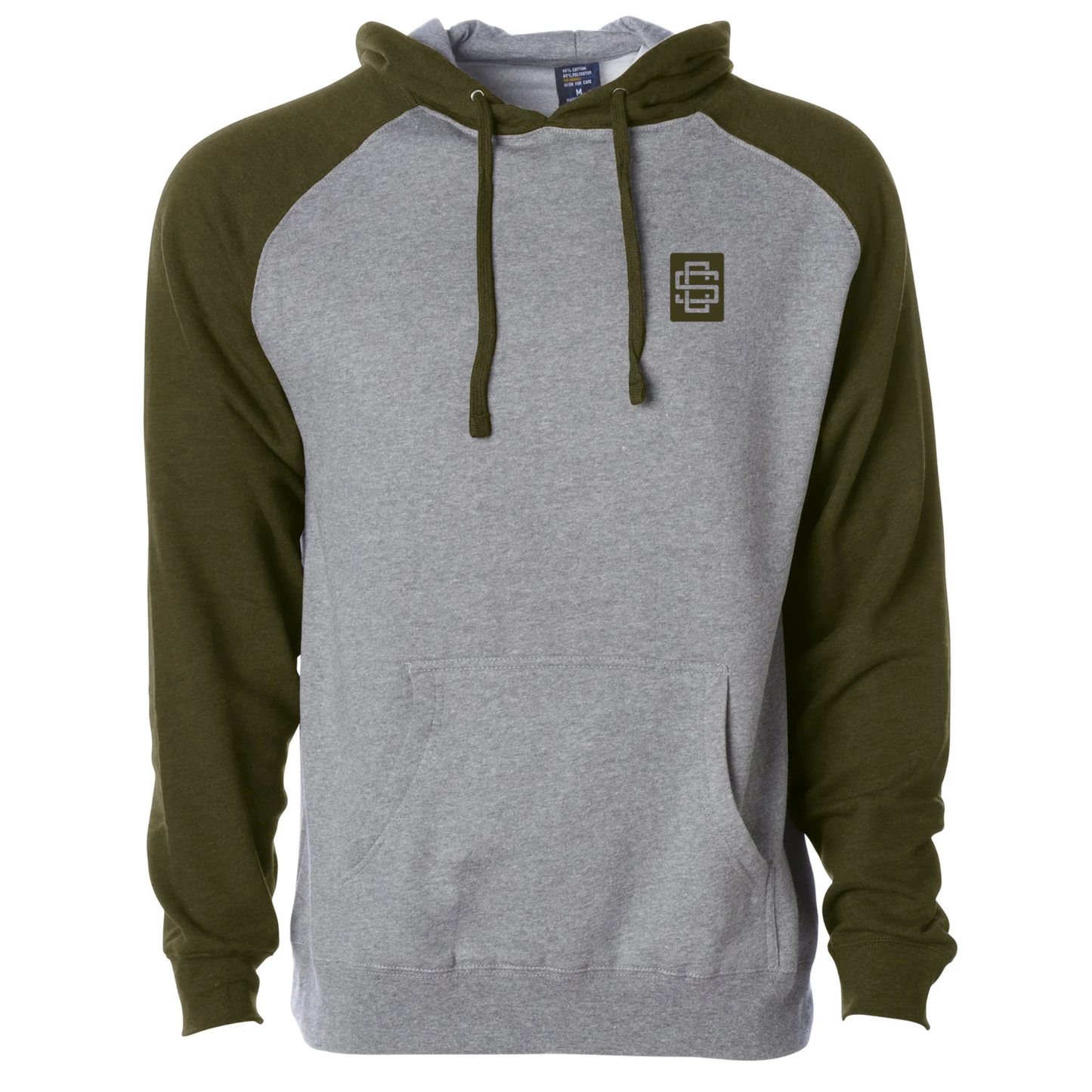 Army Heather / Heather Grey Raglan Sleeve Hoodie