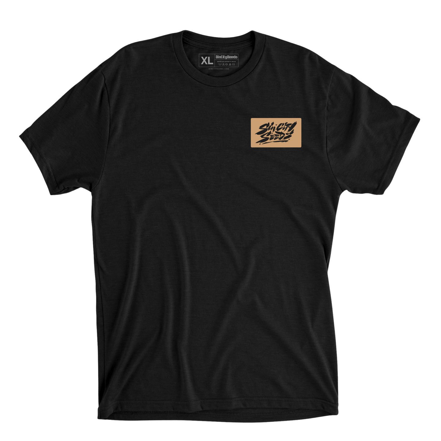 Black Tri-Blend Patch Print T-Shirt