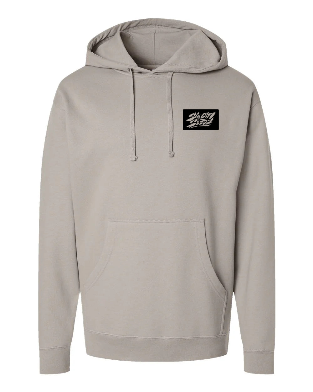 Cement Grey Patch Print Pullover Hoodie
