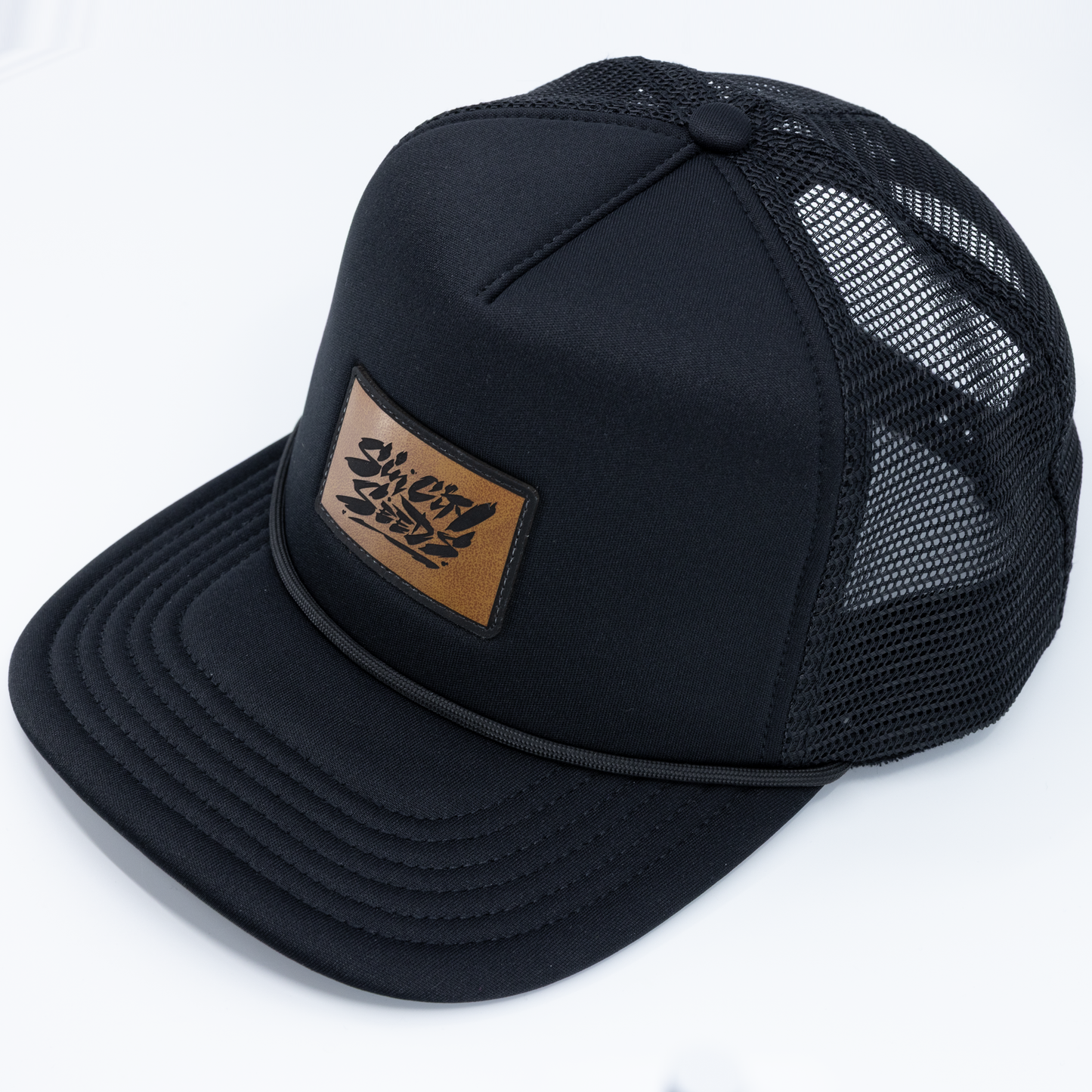 Sin City Leather Patch Trucker Hat