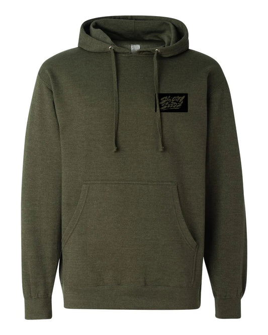 Army Heather Patch Print Pullover Hoodie