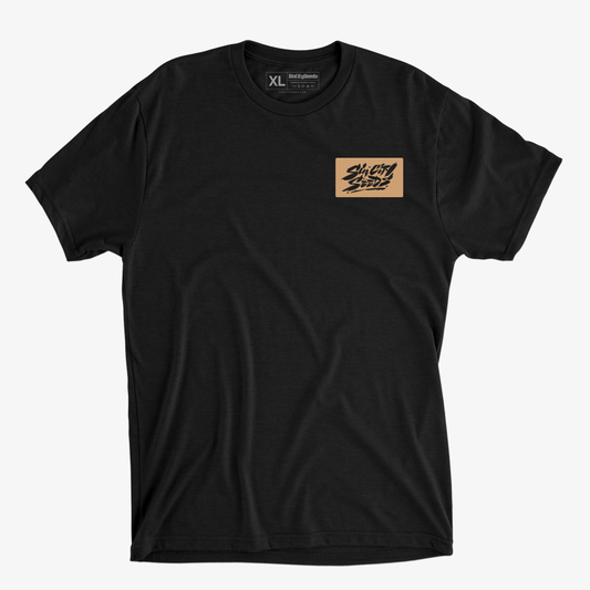 Black Tri-Blend Patch Print T-Shirt