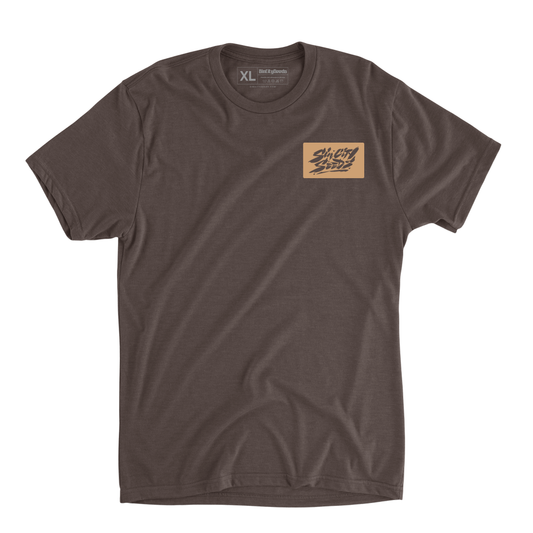 Macchiato Brown Tri-Blend Patch Print T-Shirt