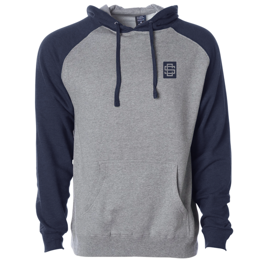 Navy Heather / Heather Grey Raglan Sleeve Hoodie