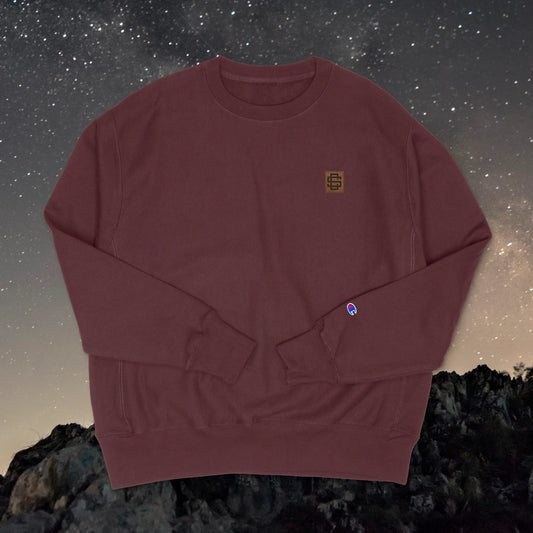 Maroon Champion Crewneck with Leather SC Patch