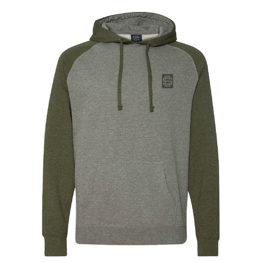 Army Heather / Heather Grey Raglan Sleeve Hoodie