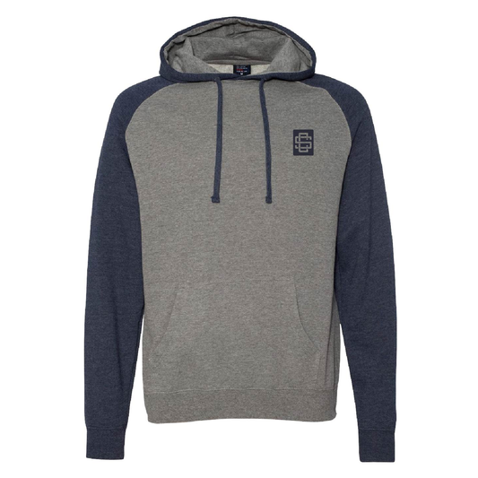 Navy Heather / Heather Grey Raglan Sleeve Hoodie