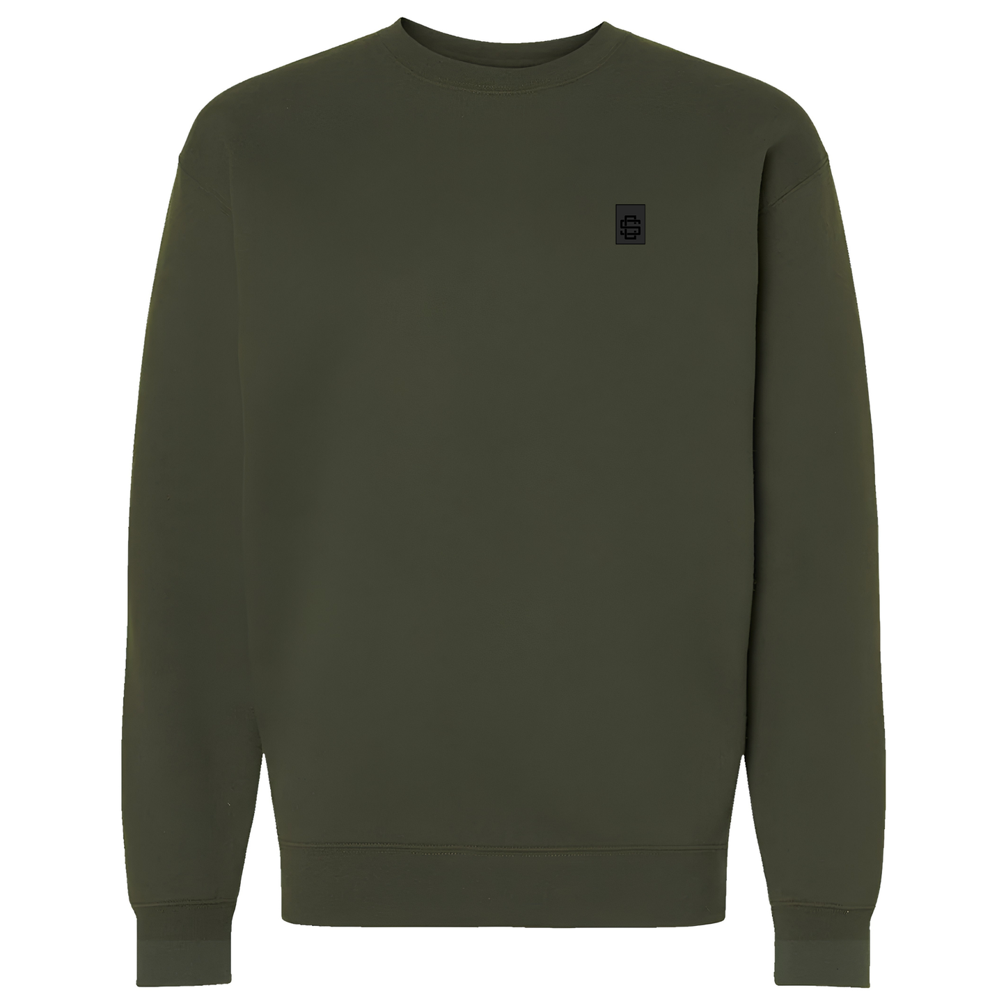Army Green Crew Neck SC Monogram Rubber Patch Sweater (Copy)