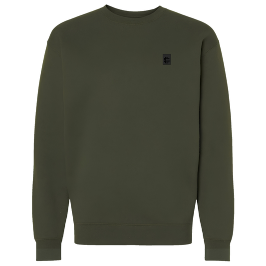 Army Green Crew Neck SC Monogram Rubber Patch Sweater